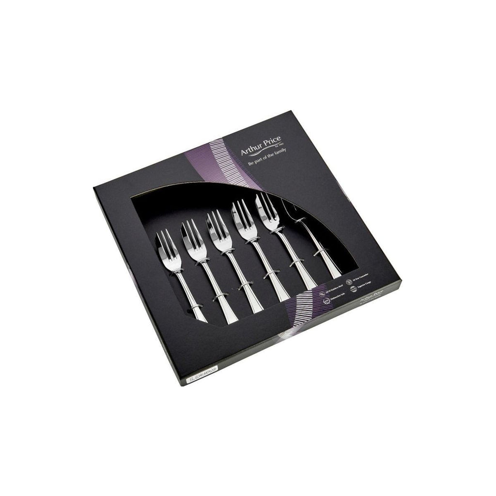 Arthur Price 'Grecian' 18/10 Stainless Steel Box of 6 Pastry Forks - Beales department store