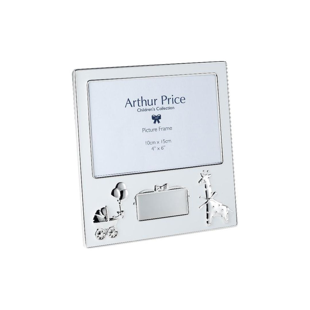Arthur Price Silver Plated Childrens Gift 6" X 4" Giraffe Frame With White Enamel Landscape - Beales department store