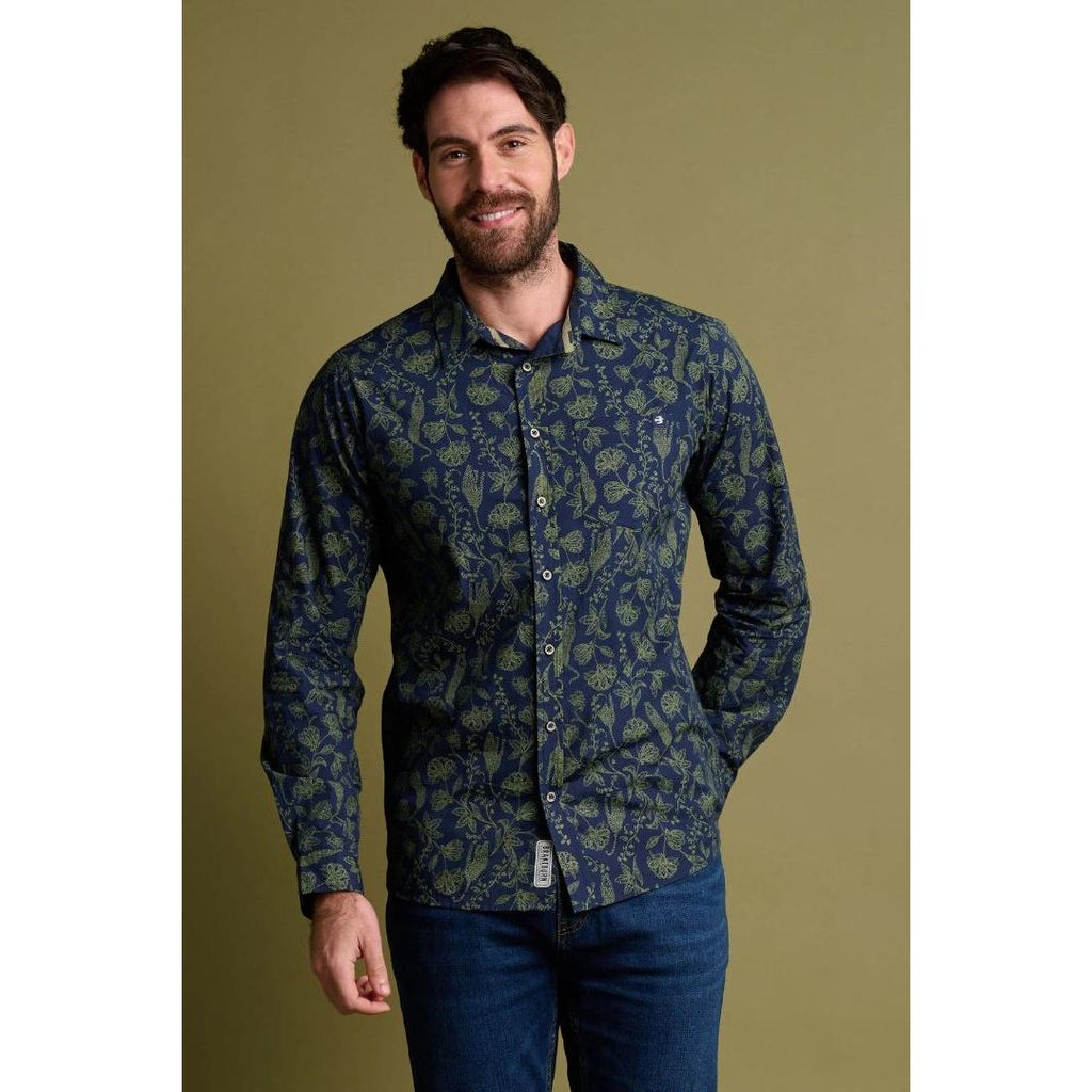 Brakeburn Leopard Shirt - Navy & Green - Beales department store