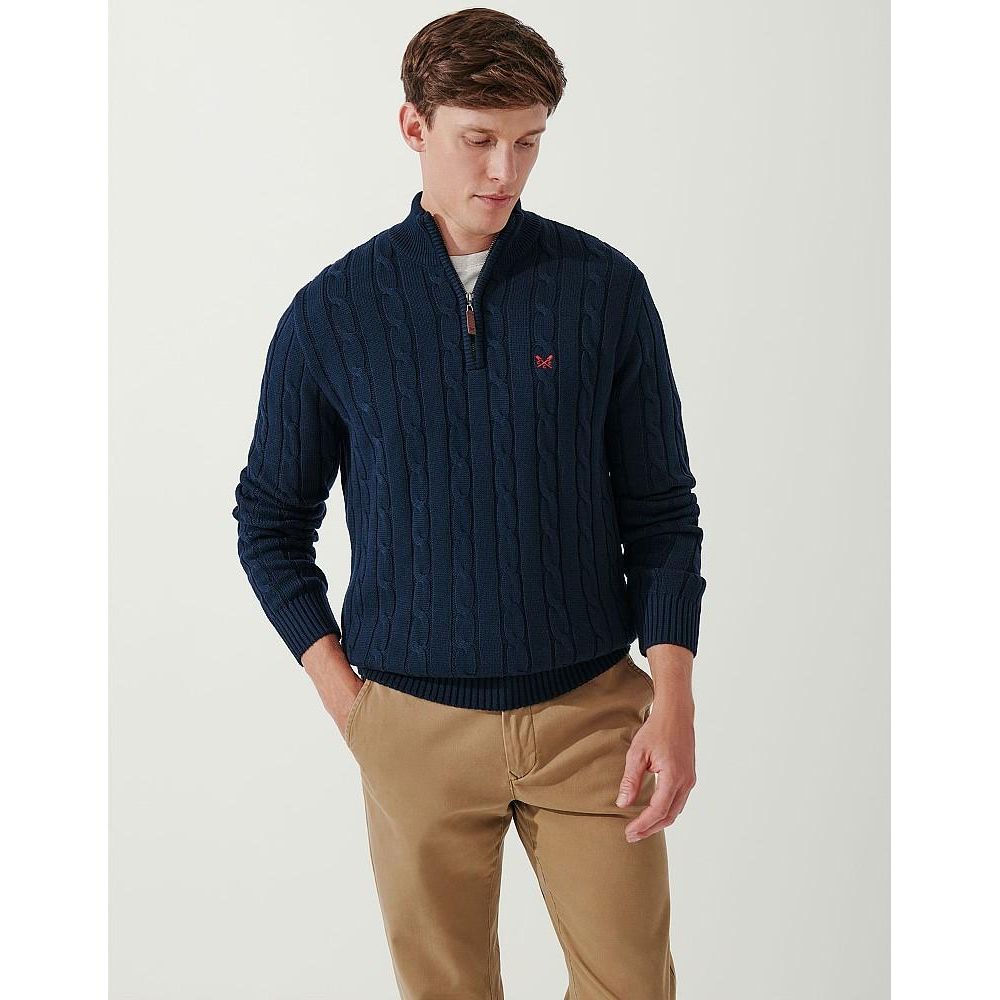 Crew Clothing Classic Half Zip Knit - Navy - Beales department store