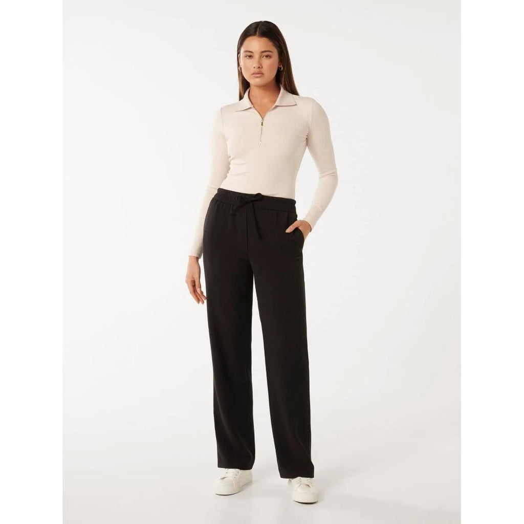 Forever New Teagan Straight-Leg Trousers - Black - Beales department store