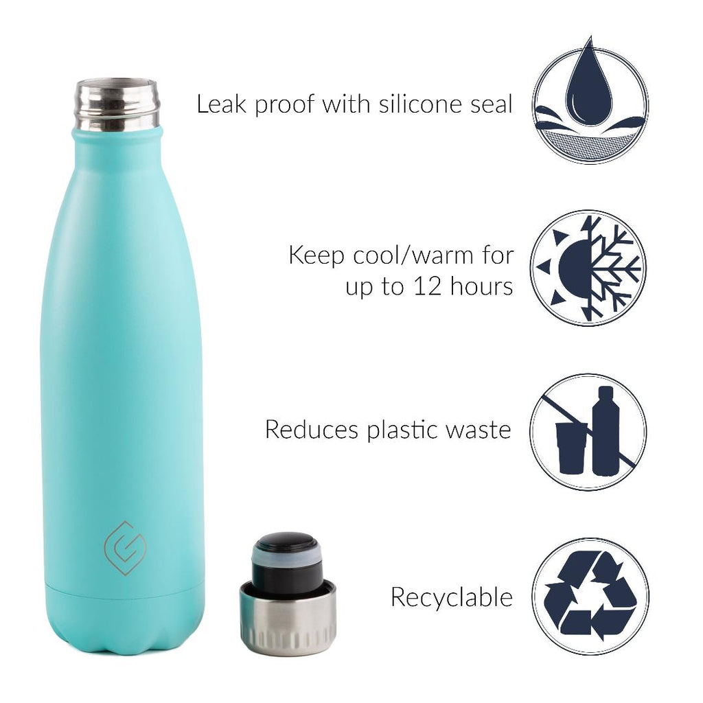 Greenfield Collection Coast Insulated Bottle - Aqua - Beales department store