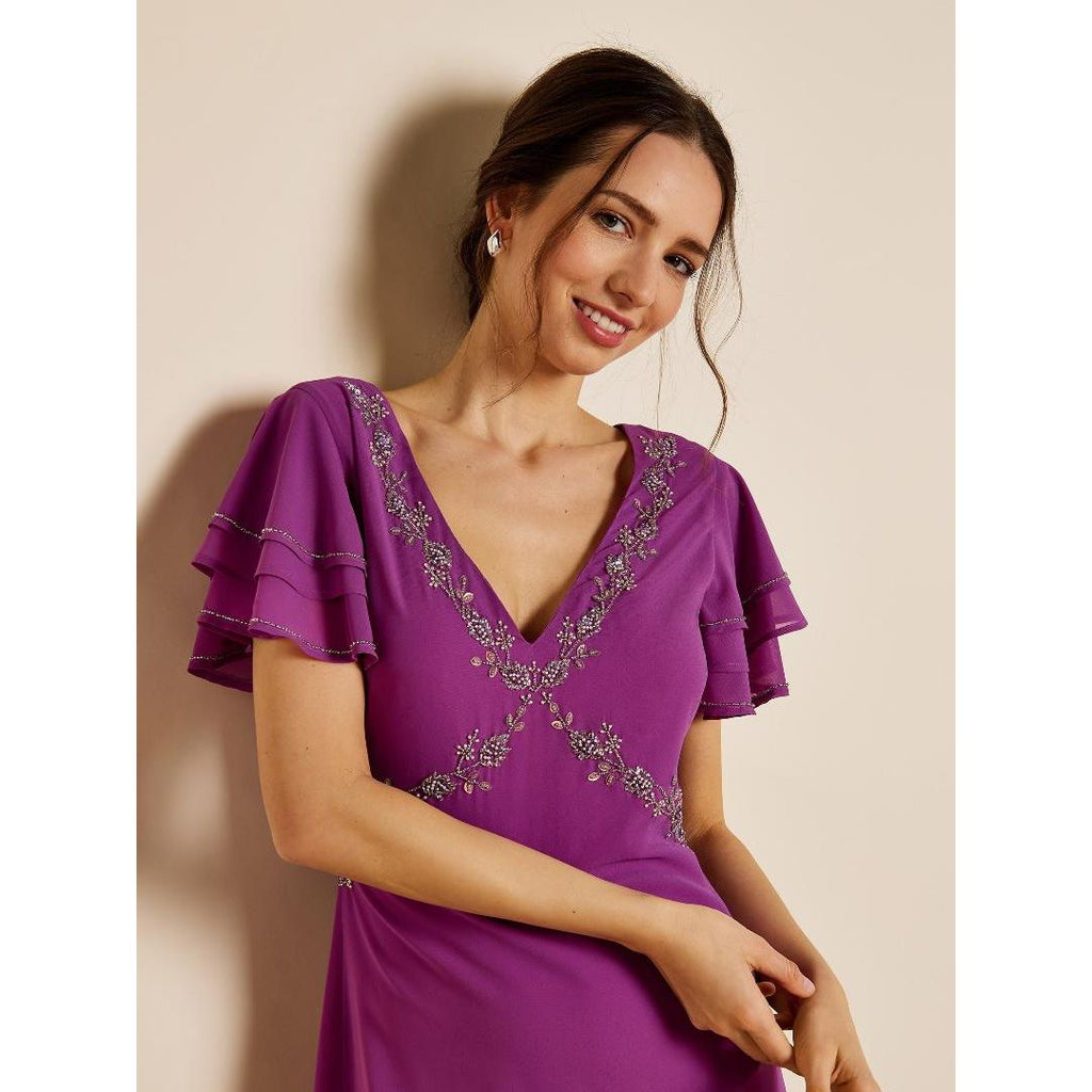 GWD by George Davies Alessia Embellished Dress - Purple - Beales department store
