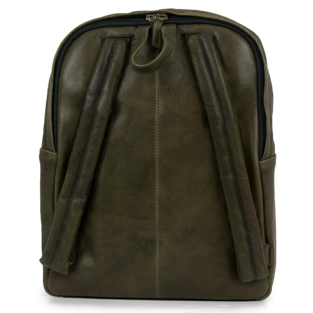 Hide Park Adriana Women’s Olive Leather Backpack - One Size - Beales department store