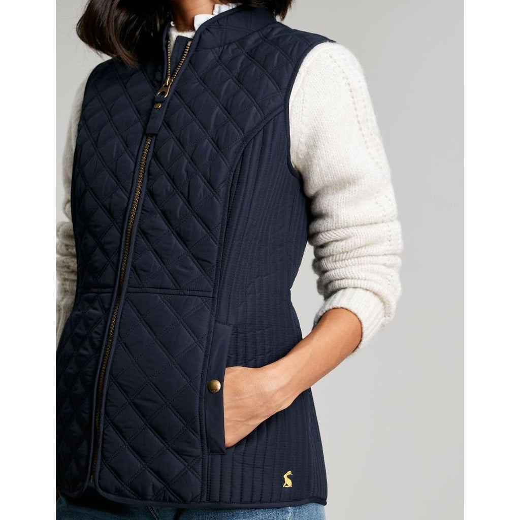 Joules Minx Diamond Quilted Gilet - Marine Navy - Size 10 - Beales department store