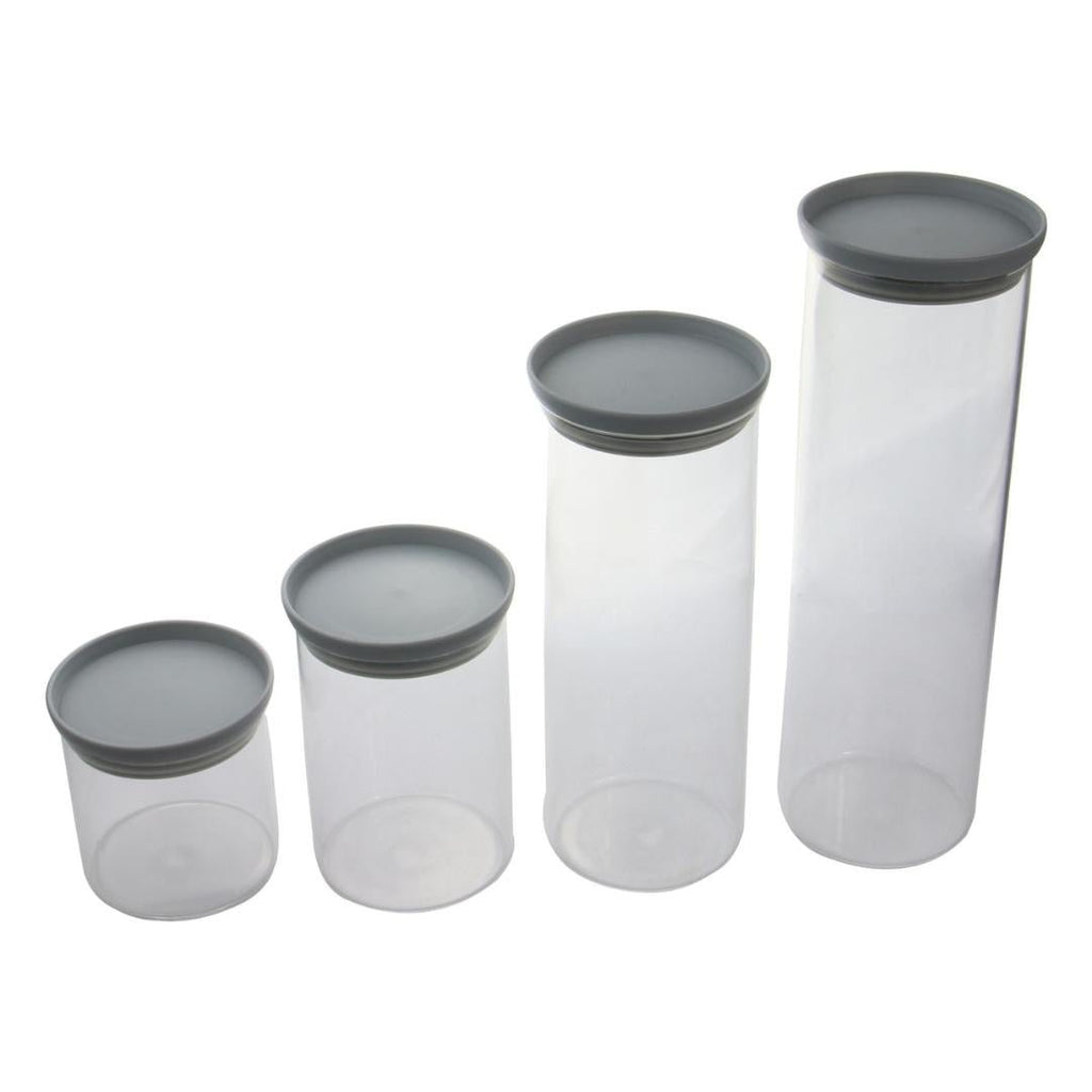 Maison & White Glass Food Airtight Storage With Plastic Lids - Set of 4 - Beales department store