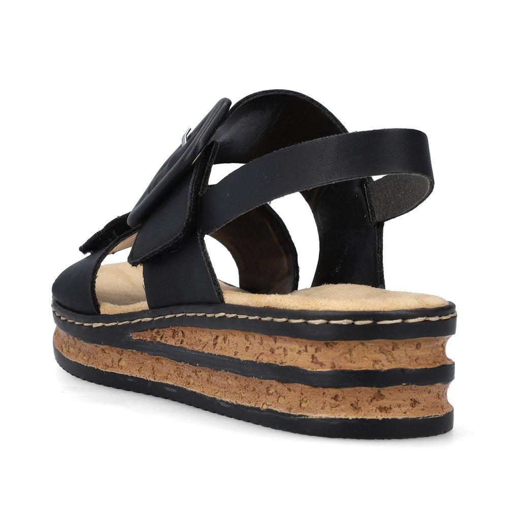 Rieker 62950-00 Black Ladies Sandals - Beales department store