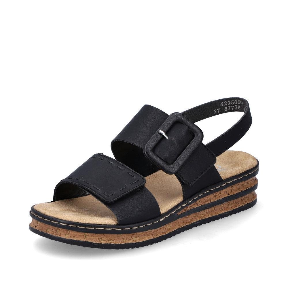 Rieker 62950-00 Black Ladies Sandals - Beales department store