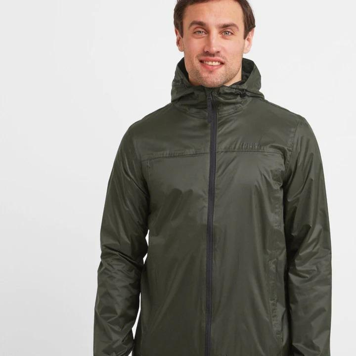 TOG24 Craven Mens Waterproof Packaway Jacket - Dark Khaki - Beales department store