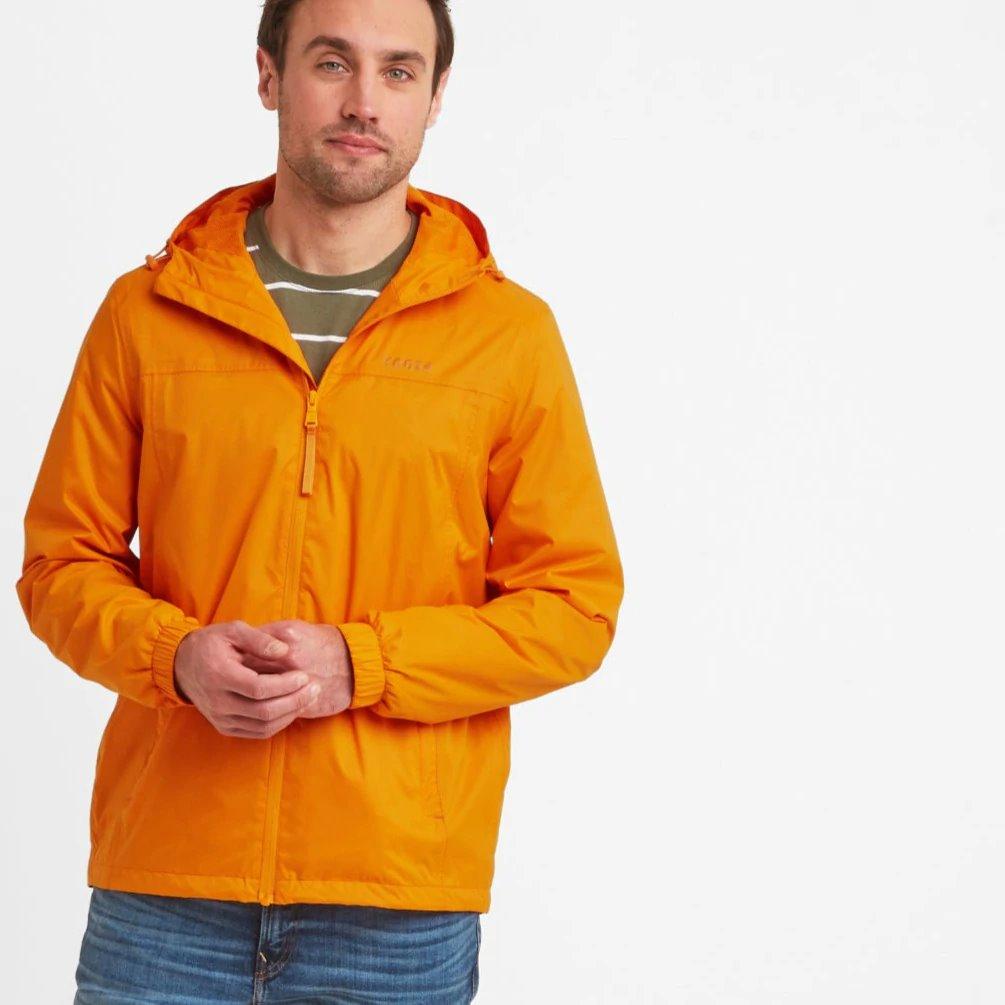 Tog24 Craven Mens Waterproof Packaway Jacket - Orange Sunset - Beales department store