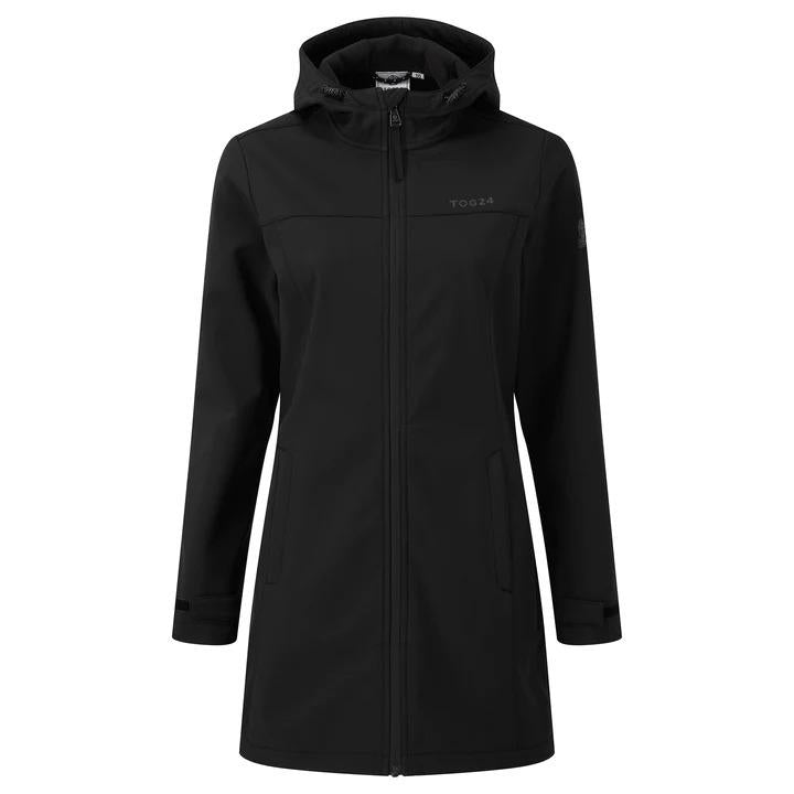 TOG24 Keld Womens Softshell Long Jacket - Black - Beales department store
