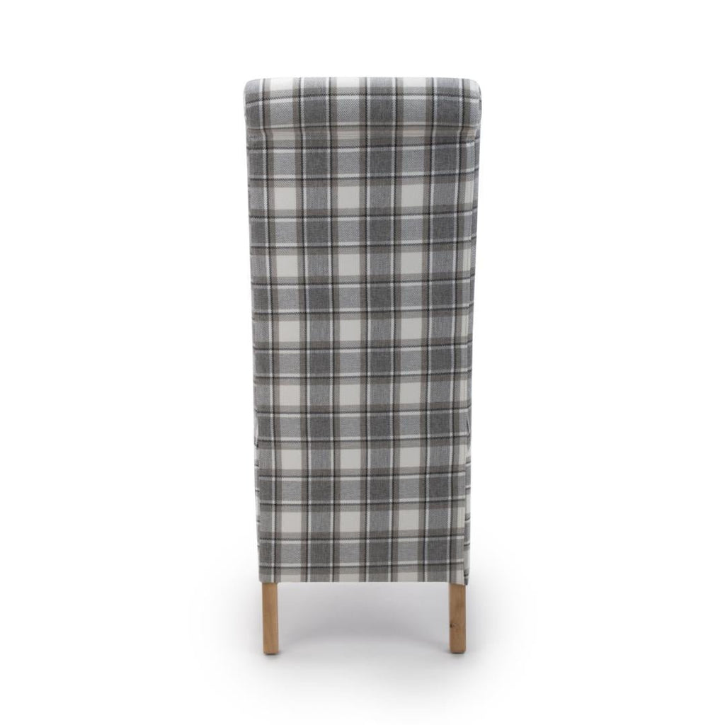 2 x Krista Roll Back Herringbone Check Cappuccino Dining Chairs - Beales department store