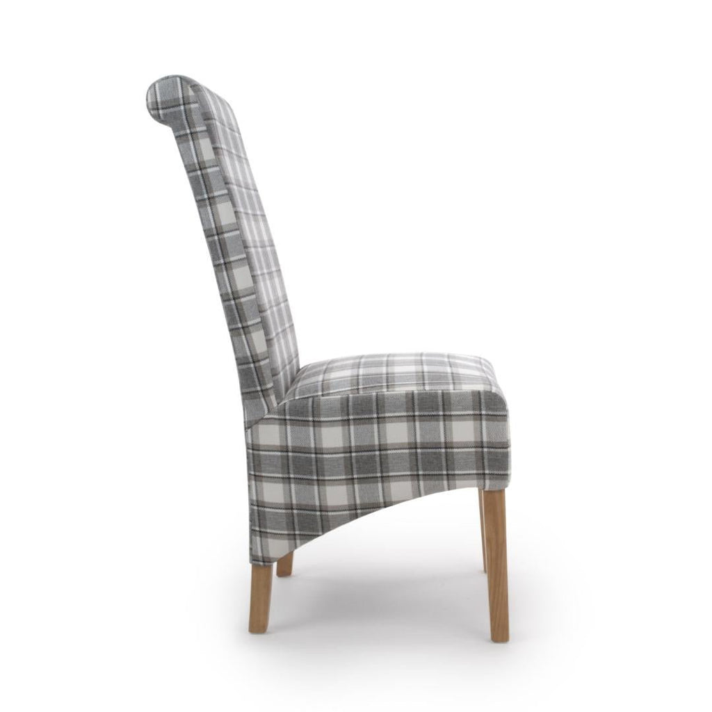 2 x Krista Roll Back Herringbone Check Cappuccino Dining Chairs - Beales department store