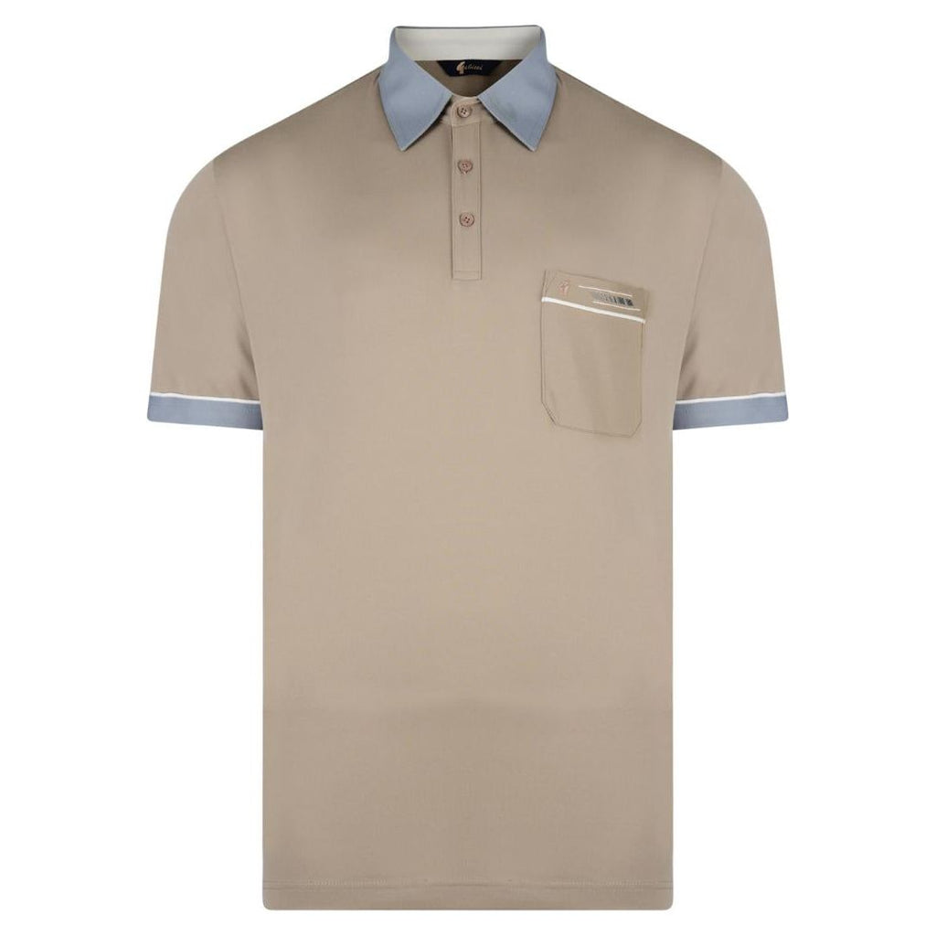Gabicci Contrast Collar Polo - Stone - Beales department store