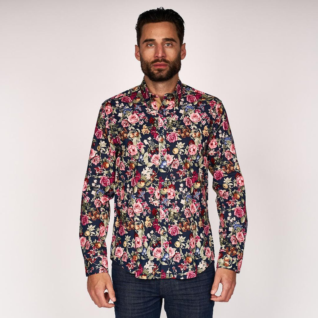 Gabicci Floral Printed Shirt - Navy - Beales department store