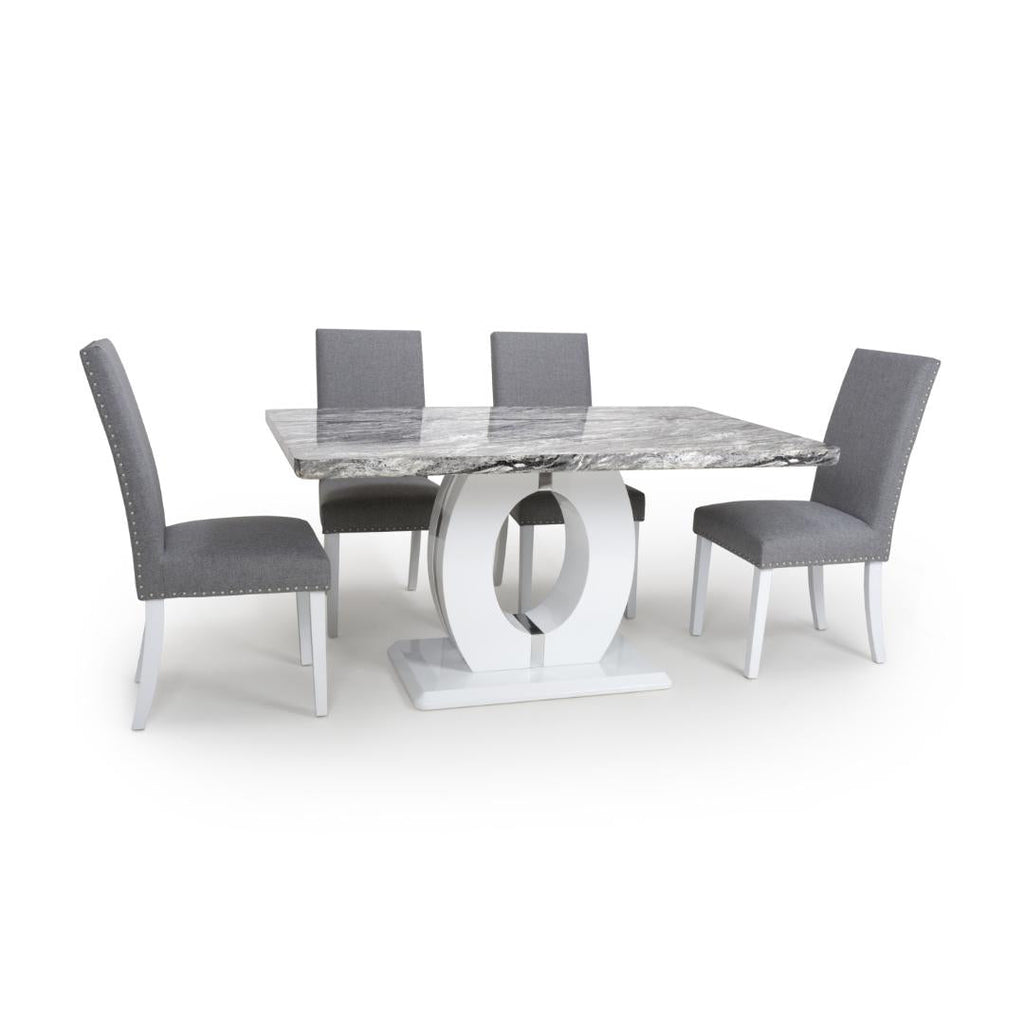 Neptune Medium Table And 4 Randall Chairs Silver Grey Dining Set - Beales department store