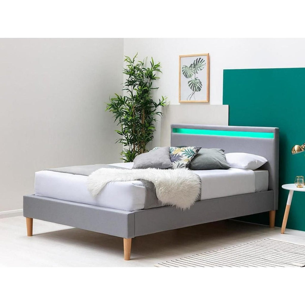 Wentworth LED Fabric Grey Fabric Bed - Beales department store