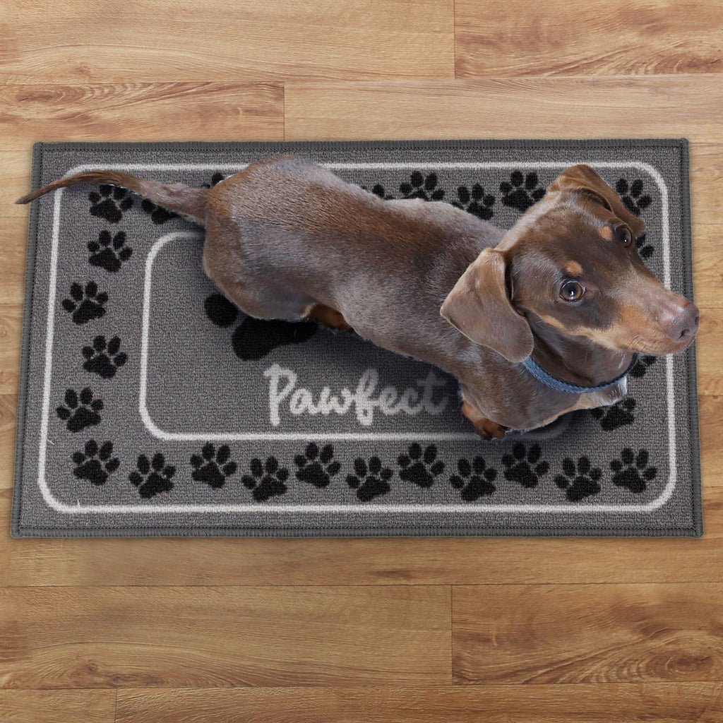Pawfect Paw Print Grey Pet Mat