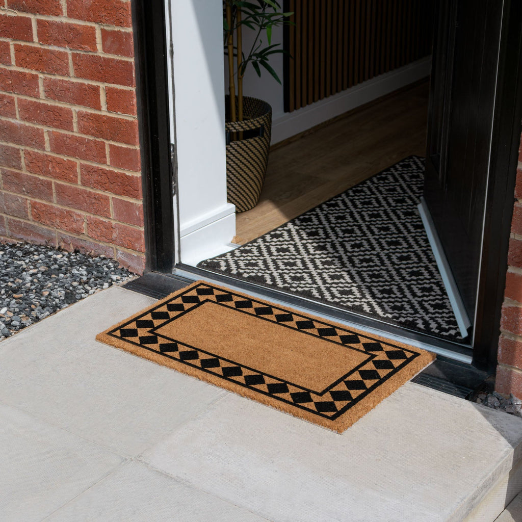 Diamond Border Eco-Friendly Latex Backed Coir Entrance Doormat