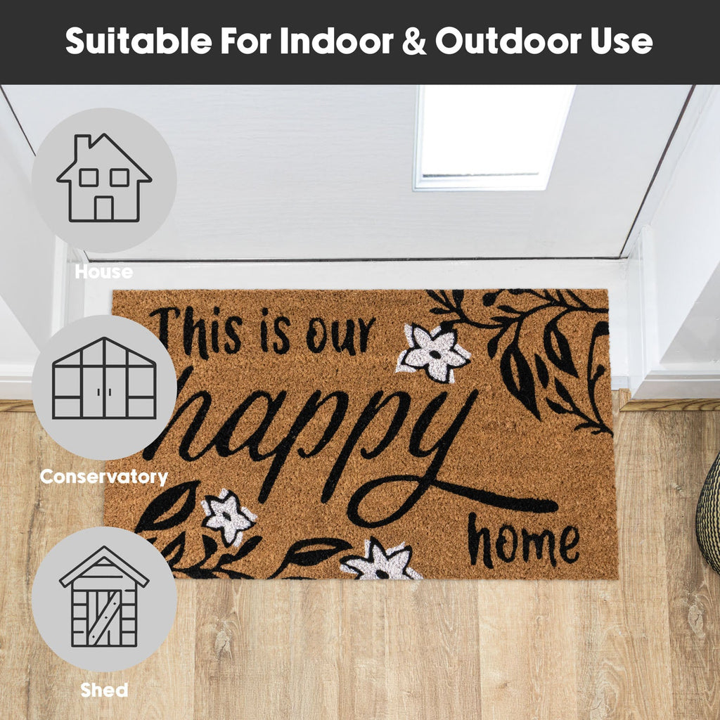 Happy Home Eco-Friendly Latex Backed Coir Entrance Doormat