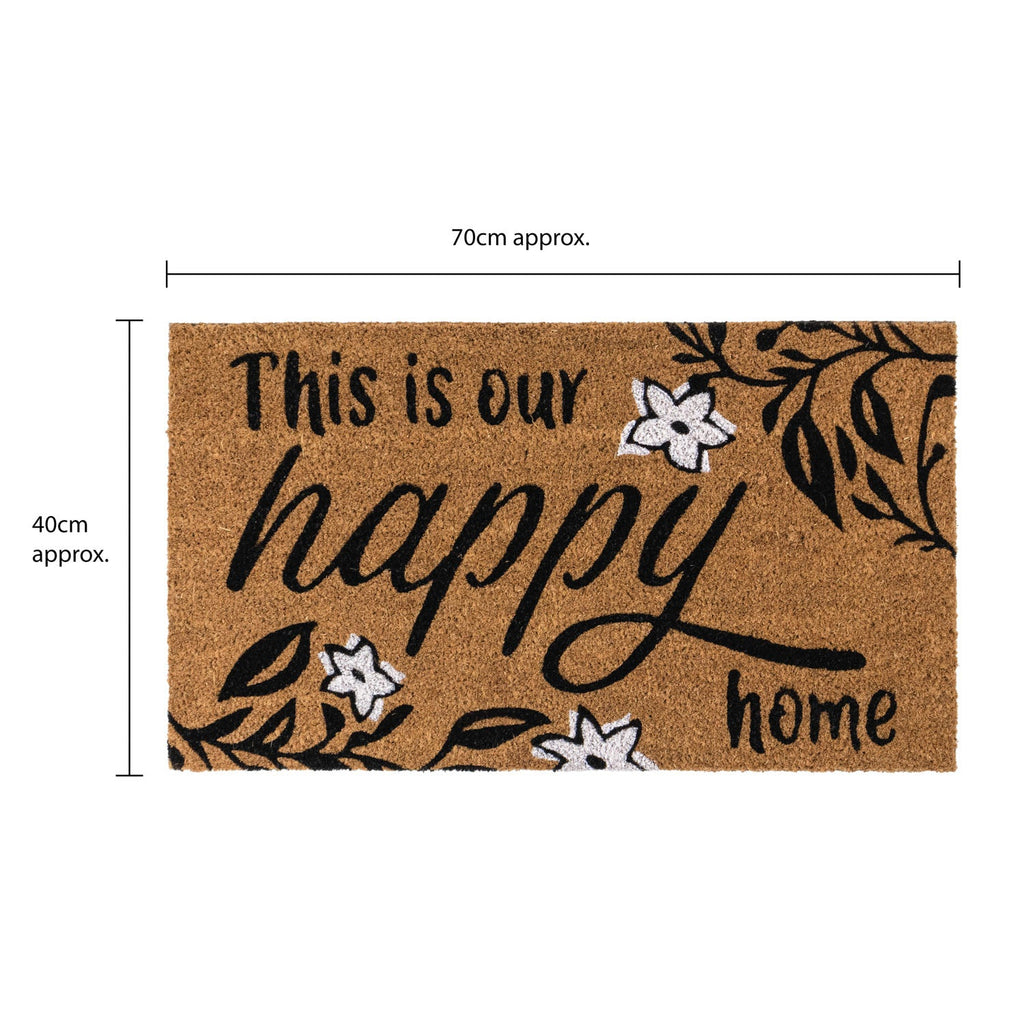 Happy Home Eco-Friendly Latex Backed Coir Entrance Doormat