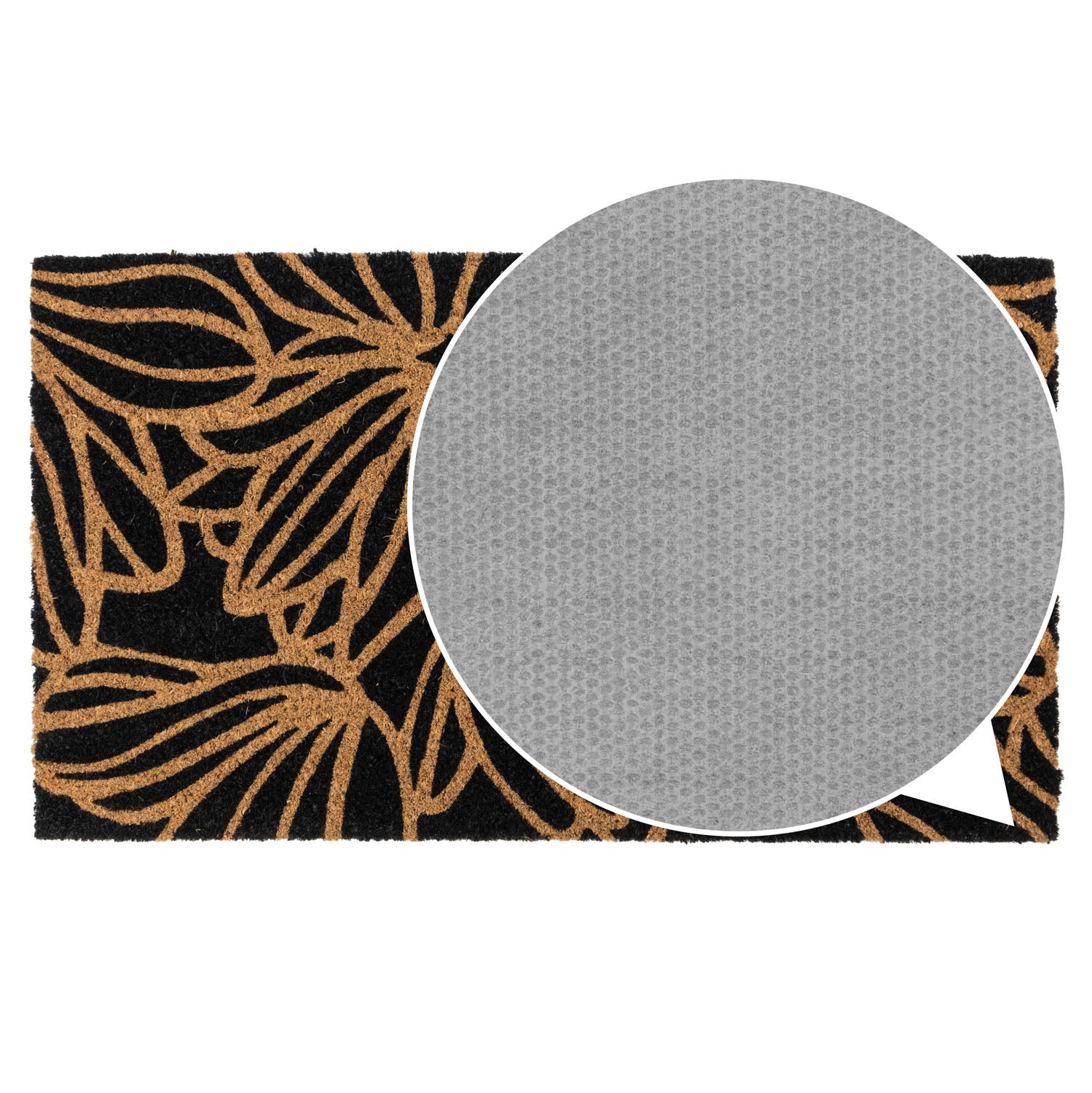 Black Floral Eco-Friendly Latex Backed Coir Entrance Doormat