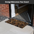 Black Floral Eco-Friendly Latex Backed Coir Entrance Doormat