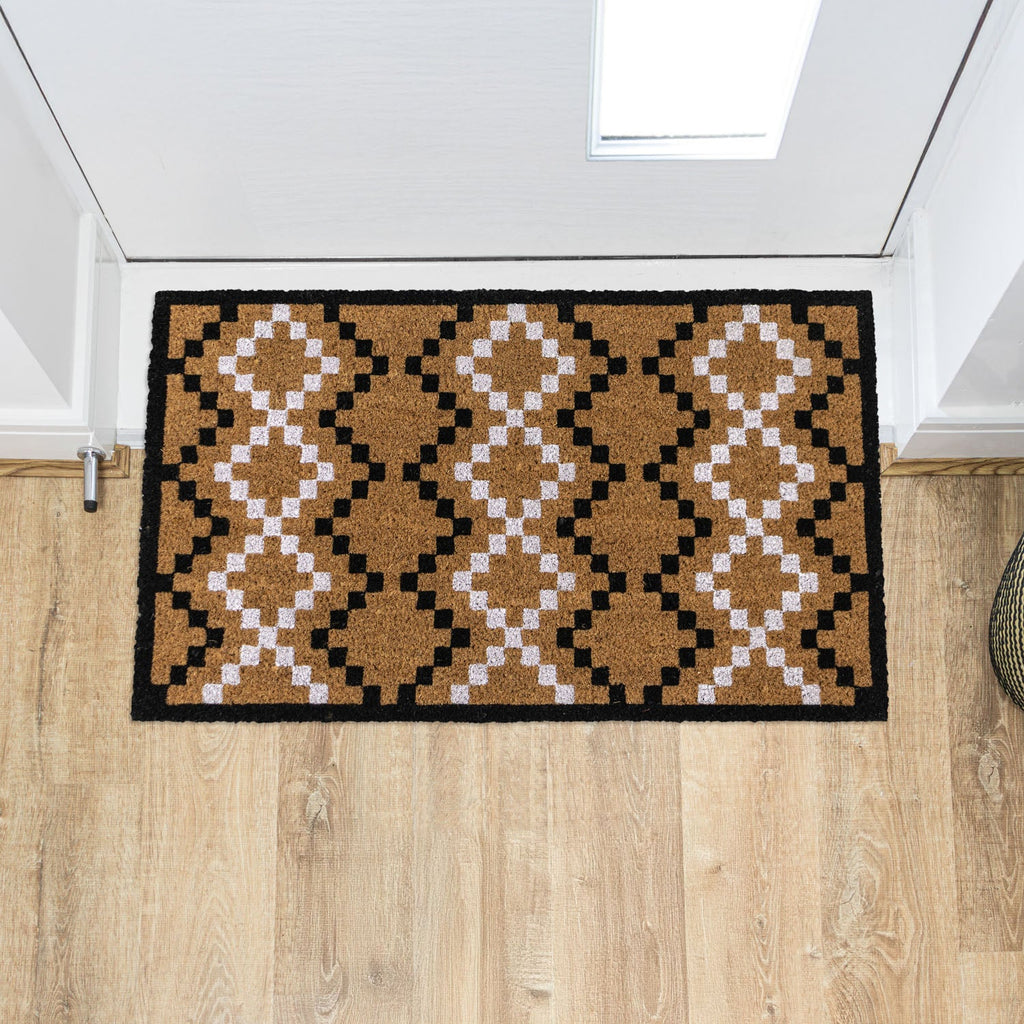 Diamond Pixel Eco-Friendly Latex Backed Coir Entrance Doormat
