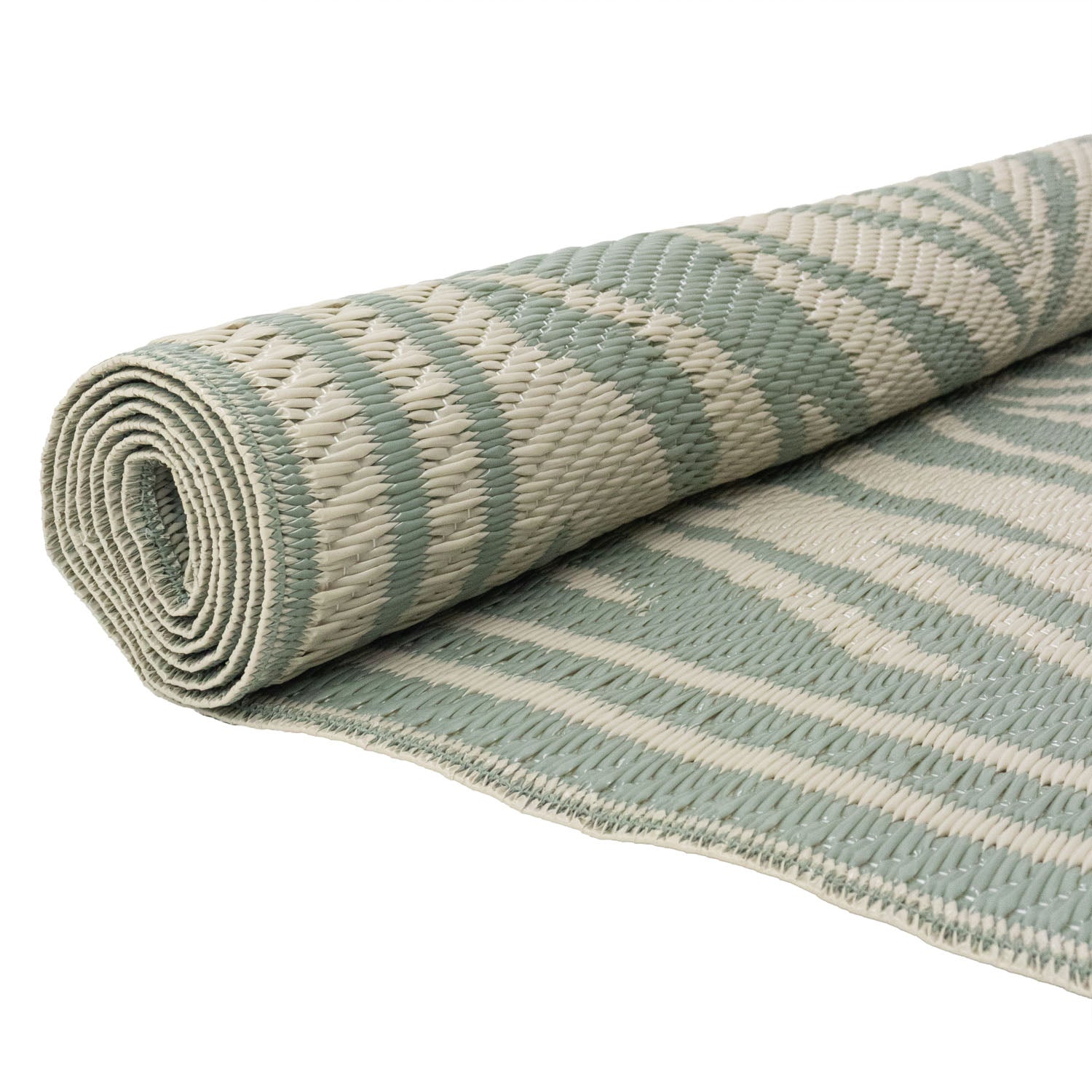 Lightweight Reversible Green Small Leaf Pattern Outdoor Rug
