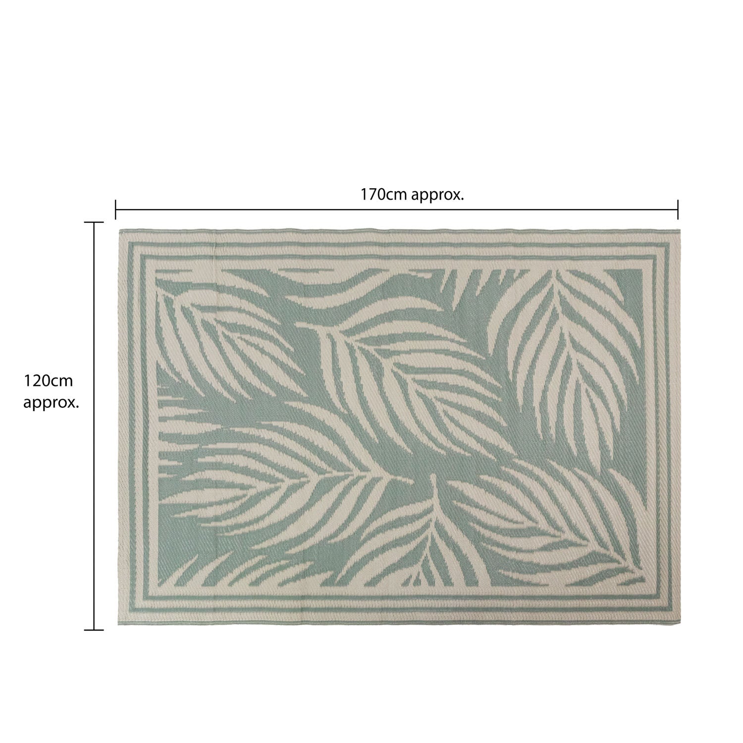 Lightweight Reversible Green Small Leaf Pattern Outdoor Rug