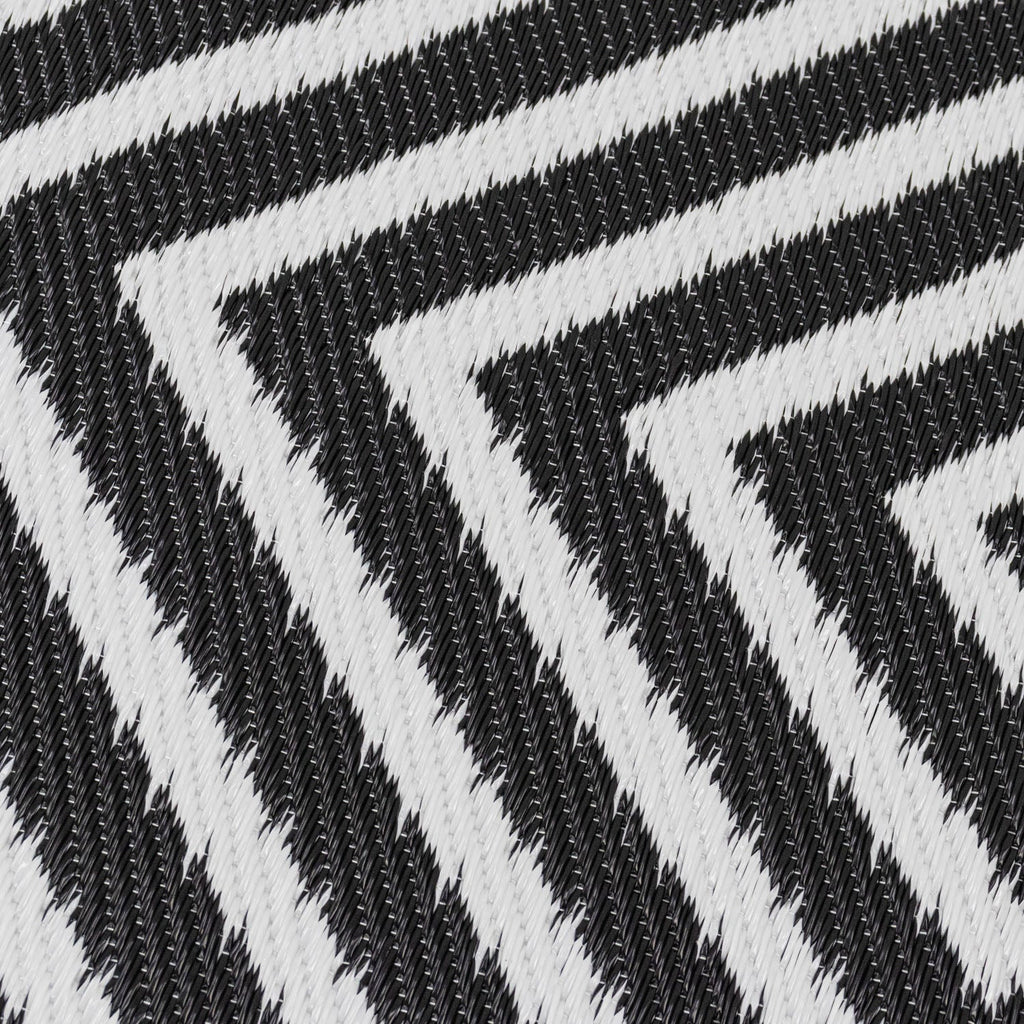 Lightweight Reversible Black White Small Tile Pattern Outdoor Rug