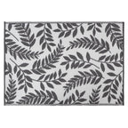 Lightweight Reversible Large Grey Leaf Pattern Outdoor Rug