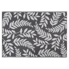 Lightweight Reversible Small Grey Leaf Pattern Outdoor Rug