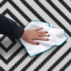 Lightweight Reversible Black White Tiles Pattern Outdoor Rug