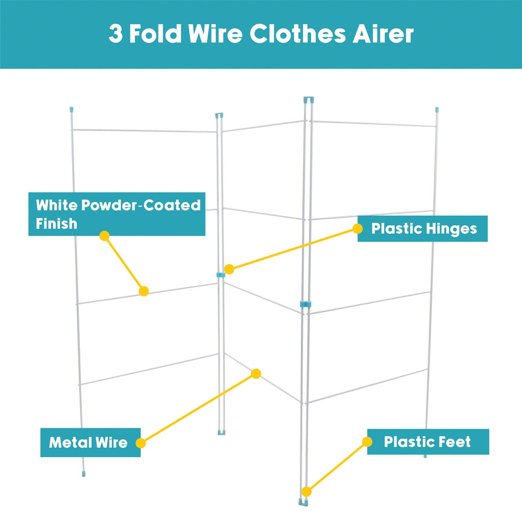 3 Fold Clothes Airer 6m