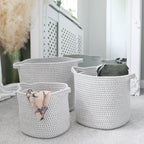 Edison Grey Set of 3 Round Cotton Rope Storage Baskets