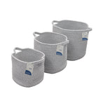 Edison Grey Set of 3 Round Cotton Rope Storage Baskets