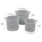 Edison Grey Set of 3 Round Cotton Rope Storage Baskets