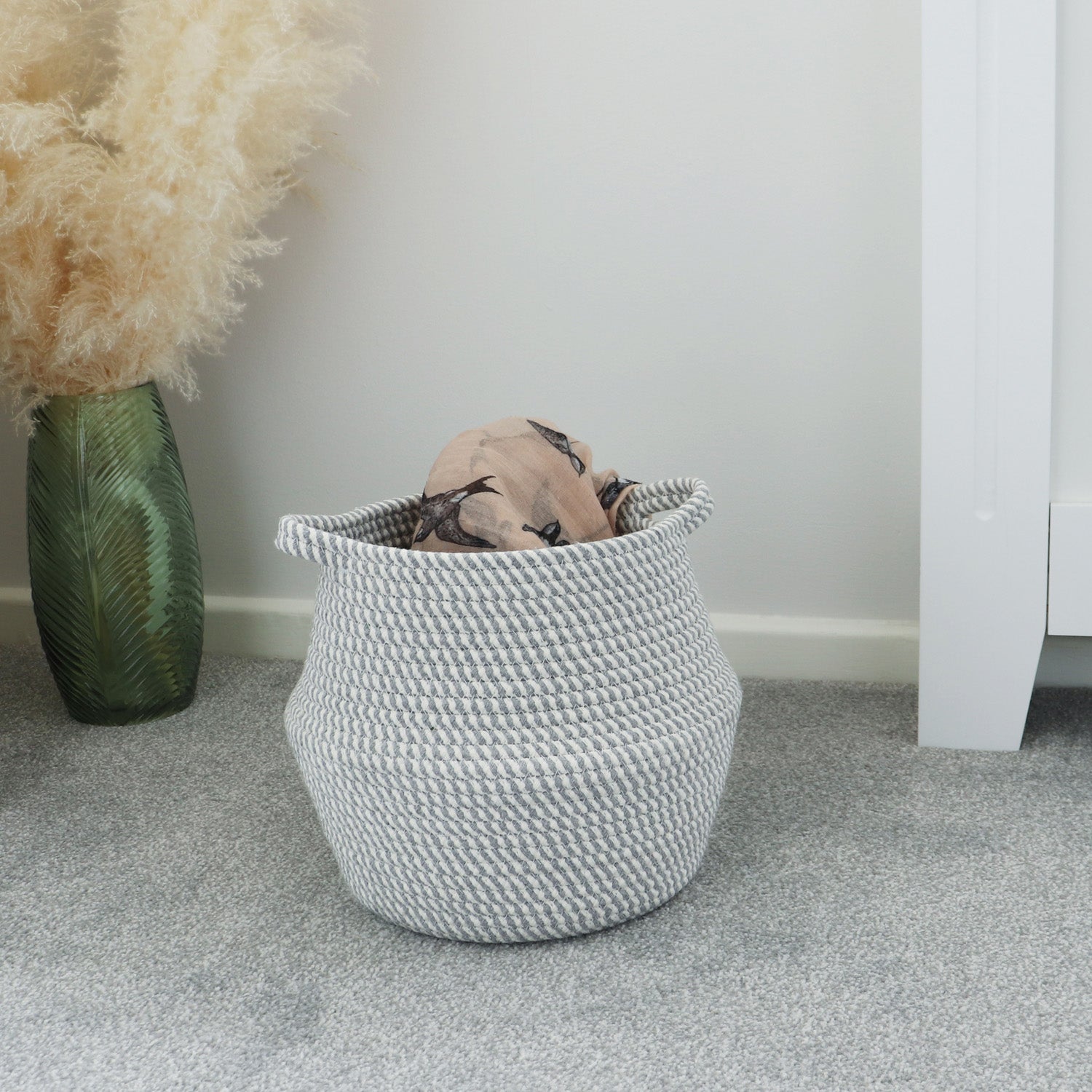 Edison Grey Round Belly Cotton Rope Storage Basket - Medium