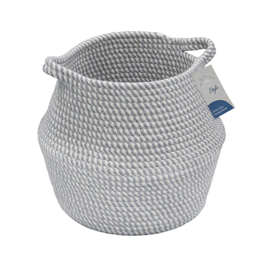 Edison Grey Round Belly Cotton Rope Storage Basket - Medium