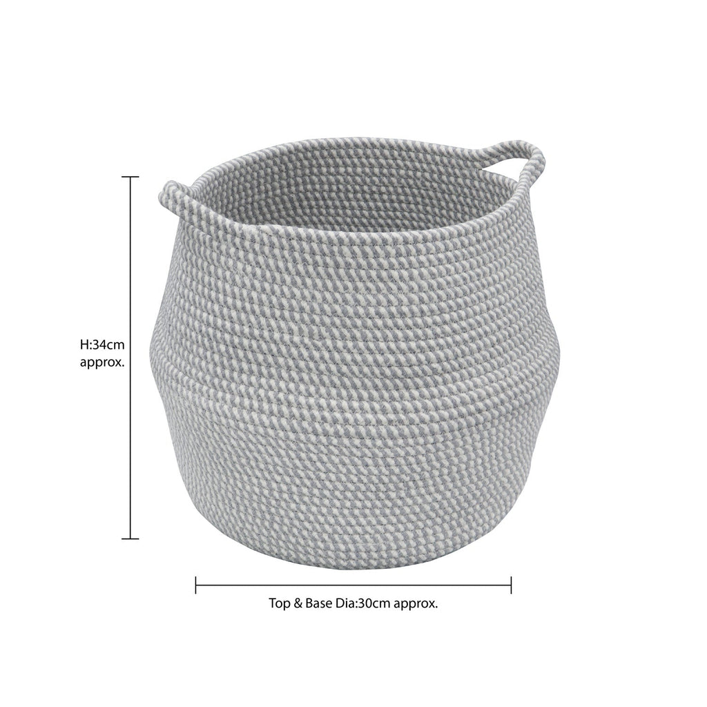 Edison Grey Round Belly Cotton Rope Storage Basket - Large