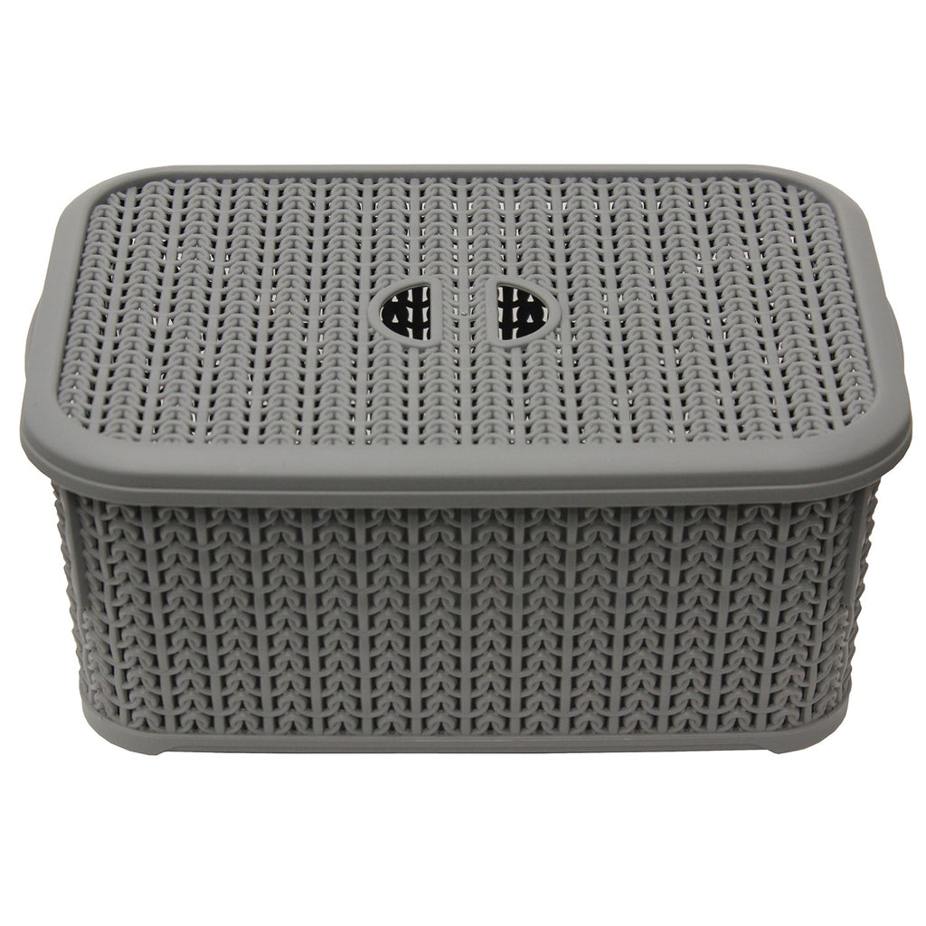 Loop Grey 6L Rectangular Storage Basket With Lid