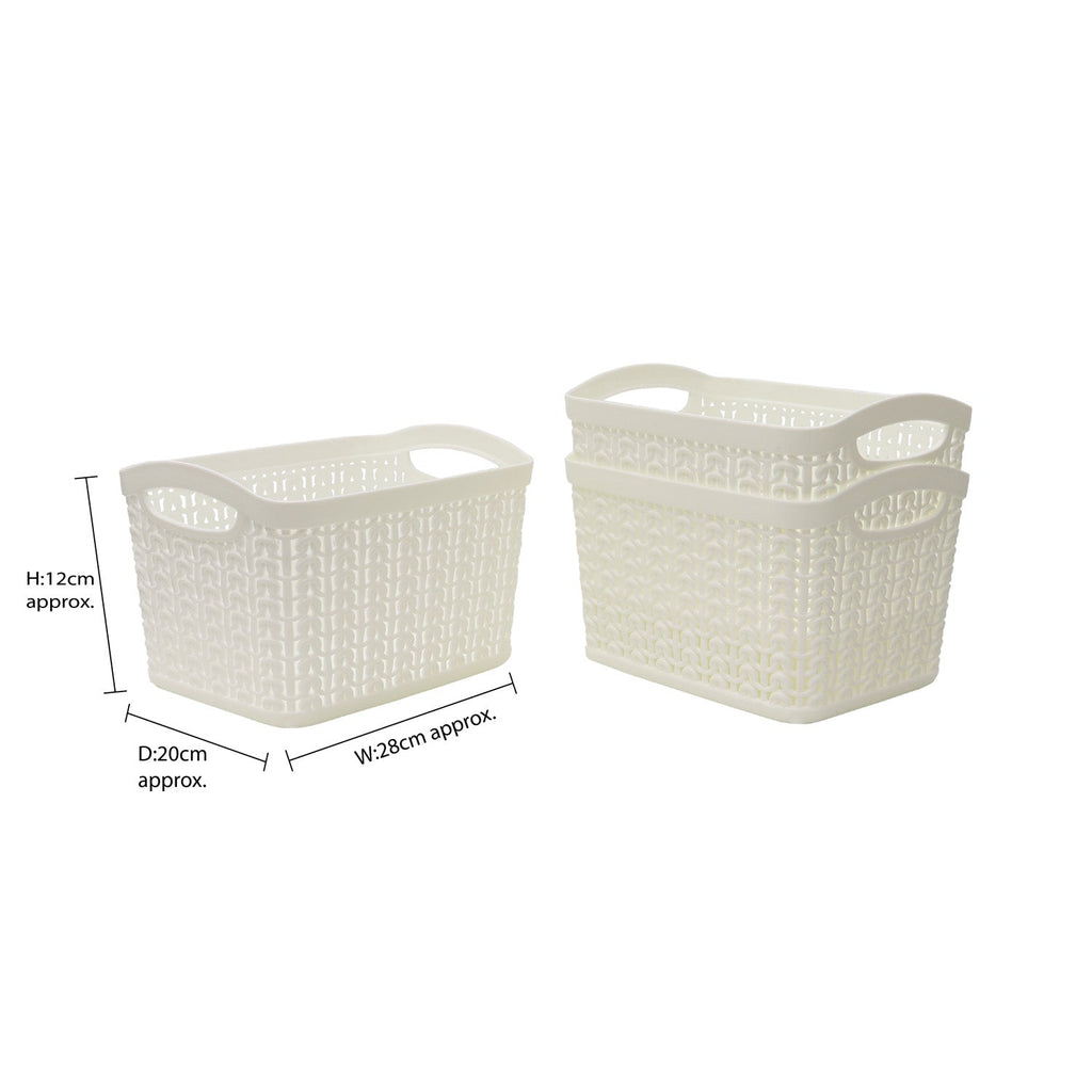 Loop Ivory Set of 3 1.5L Rectangular Storage Baskets