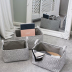 Argyle Set of 3 Rectangular Paper Storage Baskets With Handles