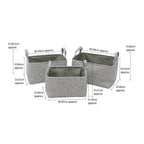 Argyle Set of 3 Rectangular Paper Storage Baskets With Handles