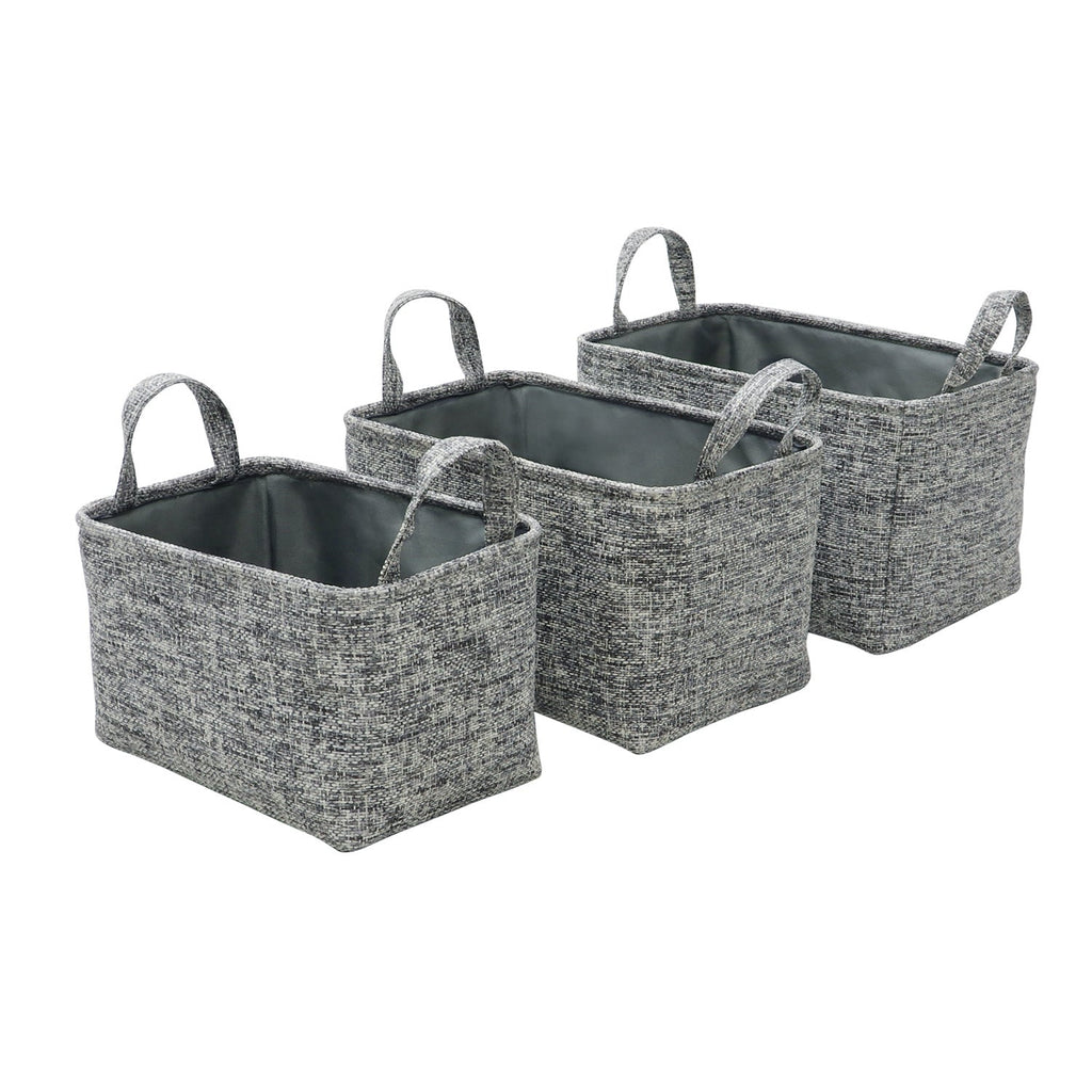 Urban Set of 3 Rectangular Paper Storage Baskets with Handles