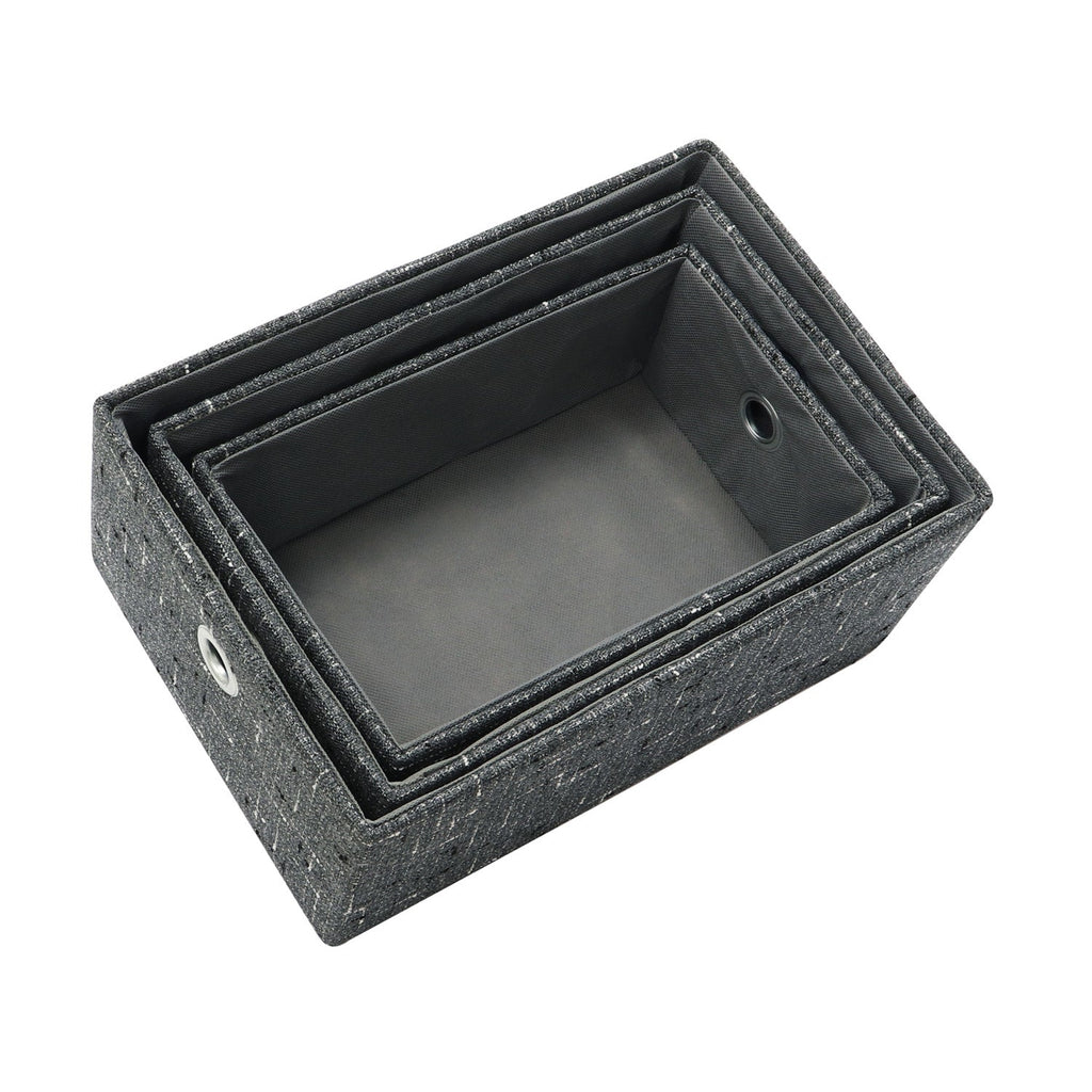 Shadow Set of 3 Rectangular Fabric Storage Baskets