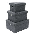 Shadow Set of 3 Rectangular Fabric Storage Boxes with Lids