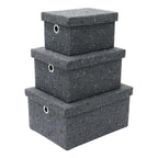 Shadow Set of 3 Rectangular Fabric Storage Boxes with Lids