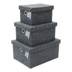 Shadow Set of 3 Rectangular Fabric Storage Boxes with Lids